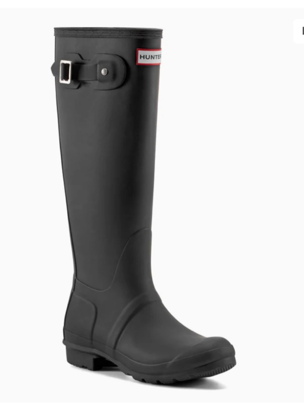 Hunter Matte Black Tall Rubber Rain Boot with Buckle